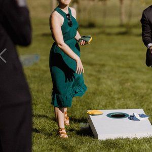 SEZANE Alma GREEN Silk Fit & Flare Mini Dress RARE